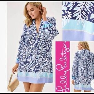 Lilly Pulitzer NWT Iralanne Popover Shirt Dress sapphire pool size 12